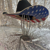 FALL FLASH SALE: Black American Hat Makers Straw w/ American Flag