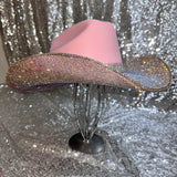FALL FLASH SALE: Pink straw w/ ab rhinestones on both brims