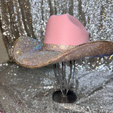 FALL FLASH SALE: Pink straw w/ ab rhinestones on both brims
