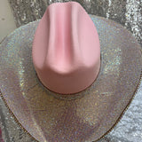FALL FLASH SALE: Pink straw w/ ab rhinestones on both brims