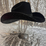FALL FLASH SALE: Large Black suede w/ black rhinestones (mark on back of hat)