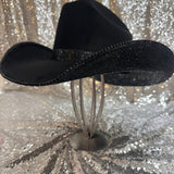 FALL FLASH SALE: Large Black suede w/ black rhinestones (mark on back of hat)