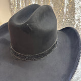 FALL FLASH SALE: Large Black suede w/ black rhinestones (mark on back of hat)
