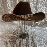 FALL FLASH SALE: L/XL Brown Felt with leopard rhinestones