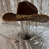 FALL FLASH SALE: L/XL Brown Felt with leopard rhinestones