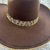 FALL FLASH SALE: L/XL Brown Felt with leopard rhinestones