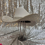 FALL FLASH SALE: Medium White Straw w/ crystal on both brims