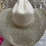 FALL FLASH SALE: Medium White Straw w/ crystal on both brims