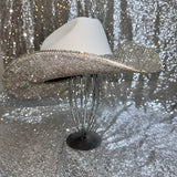 FALL FLASH SALE: Medium White Straw w/ crystal on both brims