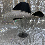 FALL FLASH SALE: L/XL Western Express Black Straw Hat w/ crystal rhinestones