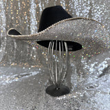 FALL FLASH SALE: L/XL Western Express Black Straw Hat w/ crystal rhinestones