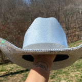 Light Blue Hat with Crystal Rhinestones