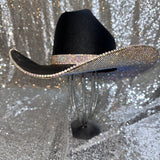 FALL FLASH SALE: L/XL Black Straw Hat w/ ab rhinestones