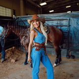 Tobacco suede Hat & Lt Topaz Rhinestones