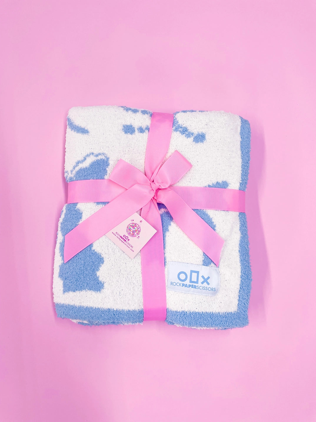 Cozy Blue Bow Throw Blanket