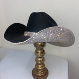 Square shaped Black & Crystal Hat