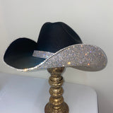 Square shaped Black & Crystal Hat