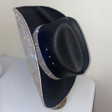 Square shaped Black & Crystal Hat
