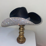 Square shaped Black & Crystal Hat