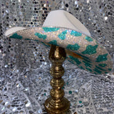 Turquoise and Crystal Cow Print