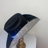 Square shaped Black & Crystal Hat
