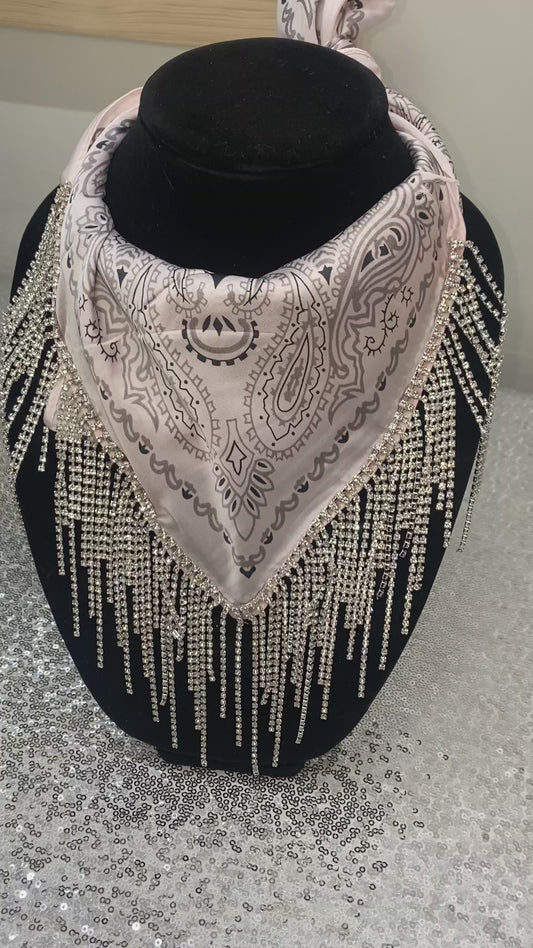 Light pink & crystal rhinestone bandana