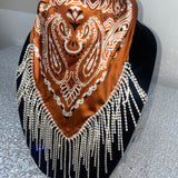 Rustic orange & crystal rhinestone bandana