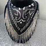 Black & crystal rhinestone bandana