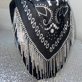Black & crystal rhinestone bandana