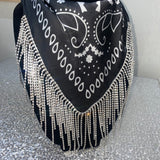 Black & crystal rhinestone bandana