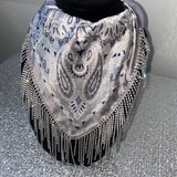 Light grey & crystal rhinestone bandana