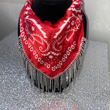 Red & crystal rhinestone bandana