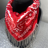 Red & crystal rhinestone bandana