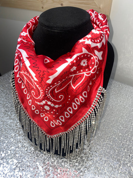 Red & crystal rhinestone bandana