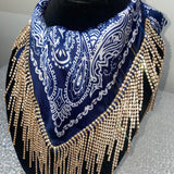 Navy & gold rhinestone bandana