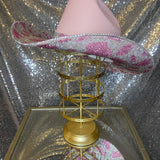 Pink hat with both brims rhinestoned