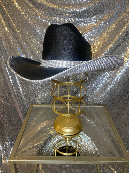 Black and crystal hat - underneath brim only