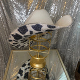Underneath brim only rhinestoned with matching hat band