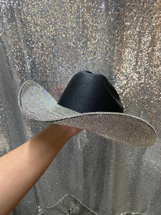 Black and crystal hat