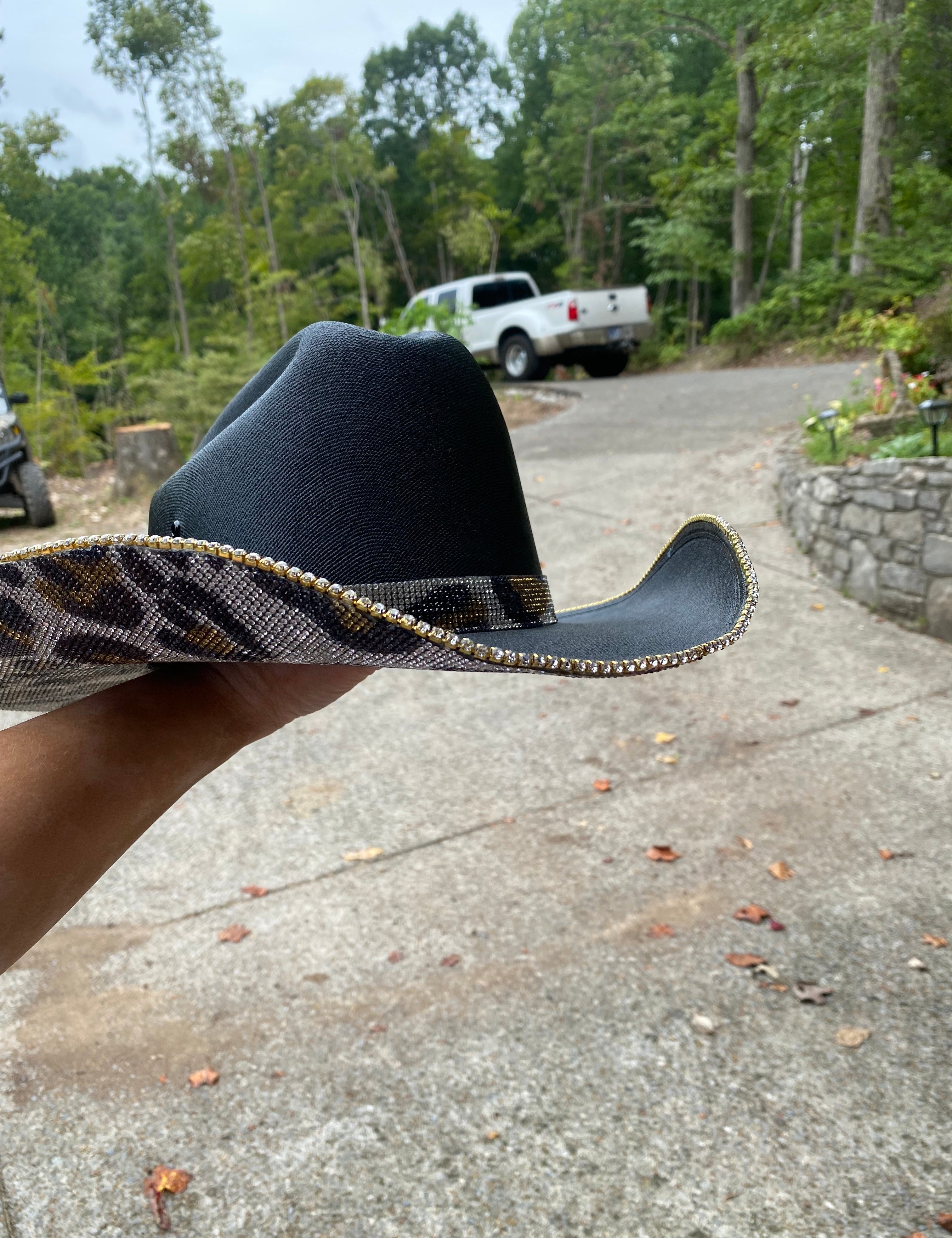 Underneath brim ONLY rhinestoned - as featured in Elle King's music video