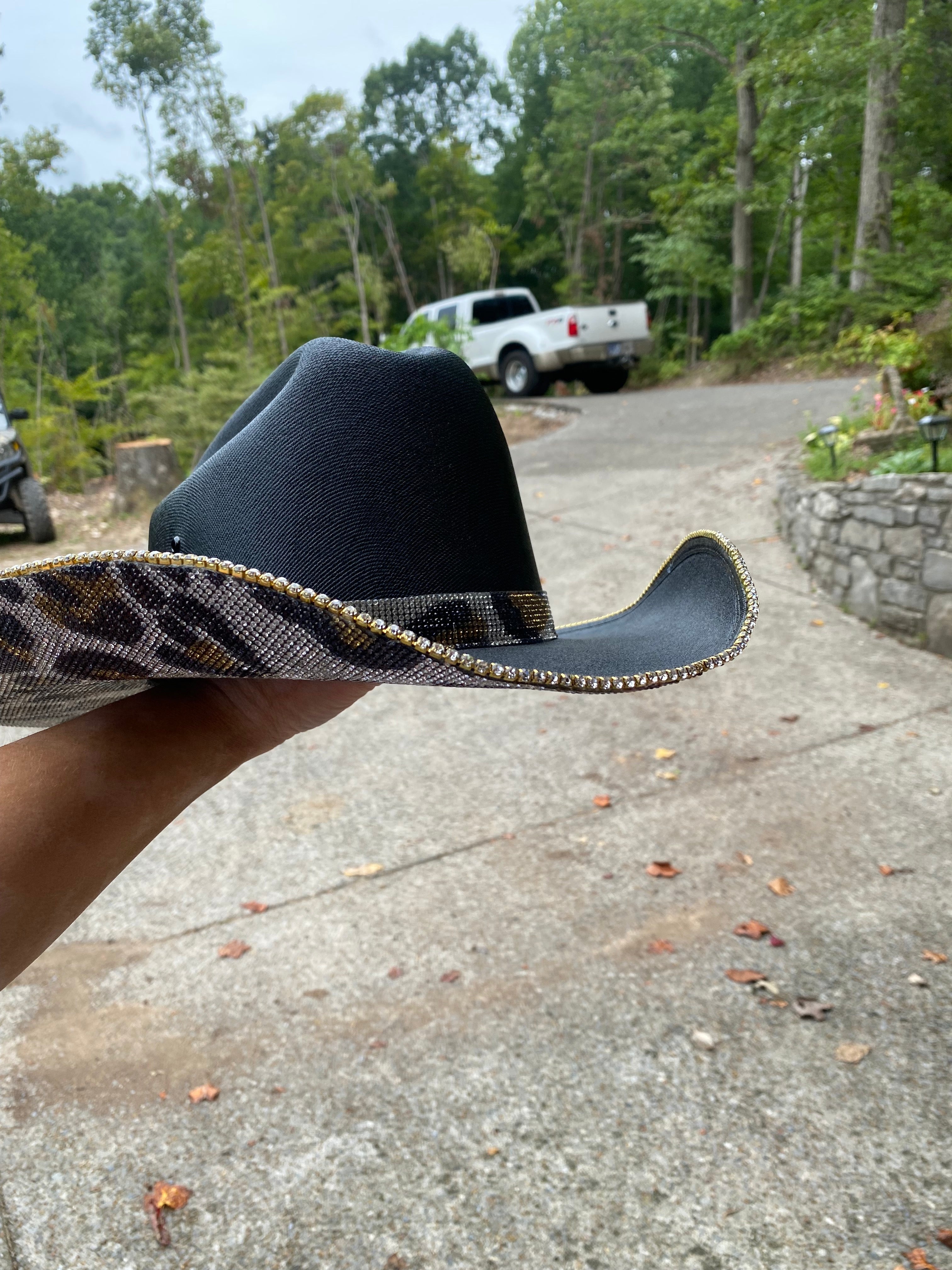 Underneath brim ONLY rhinestoned - as featured in Elle King's music video