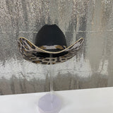 Both brims rhinestoned - top brim in black rhinestones 