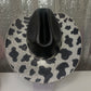 Black & Crystal Cow Print on Black Hat