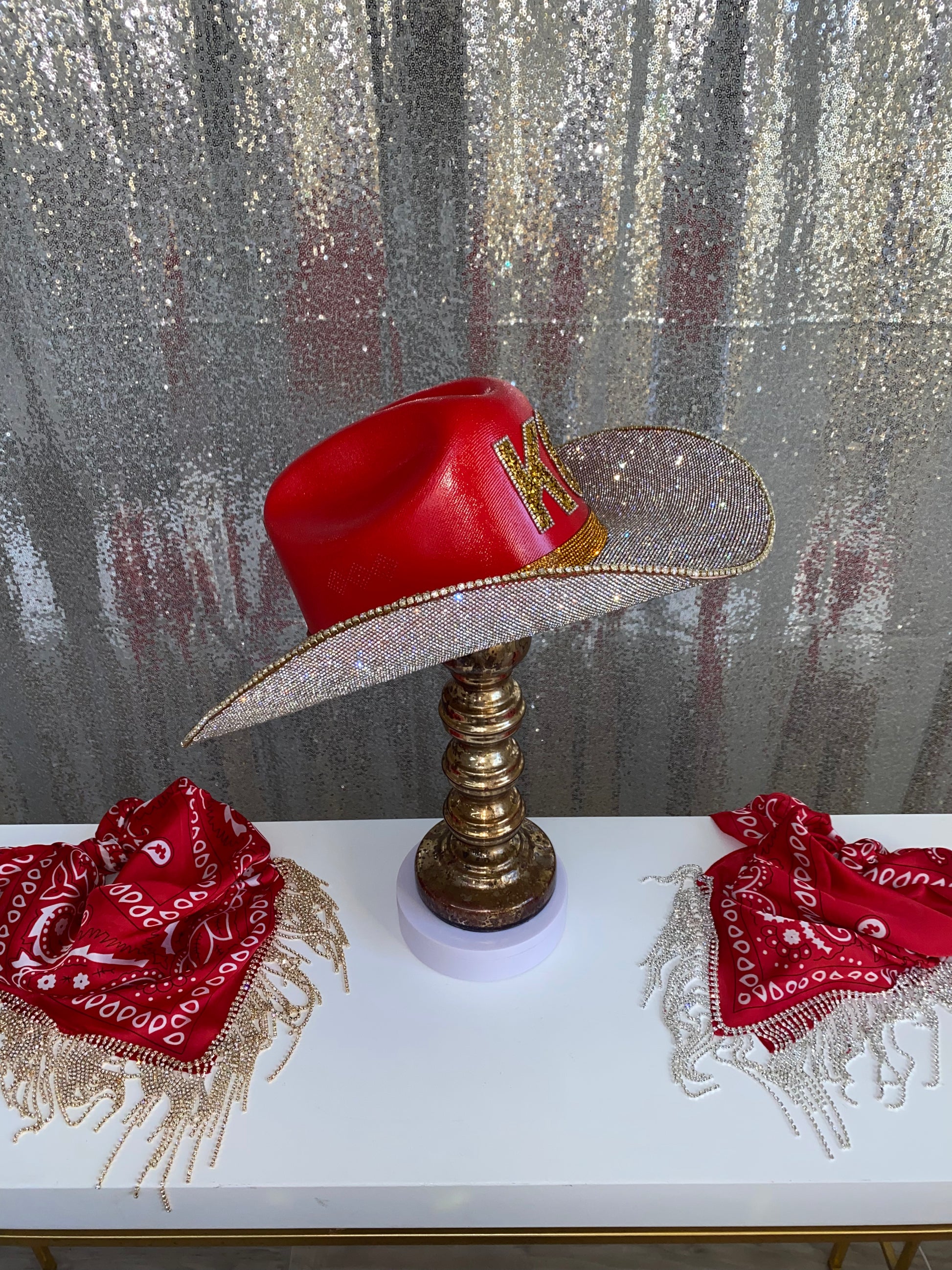 Kansas City Chiefs Hat Underneath Brim Only w Crystal Rhinestones